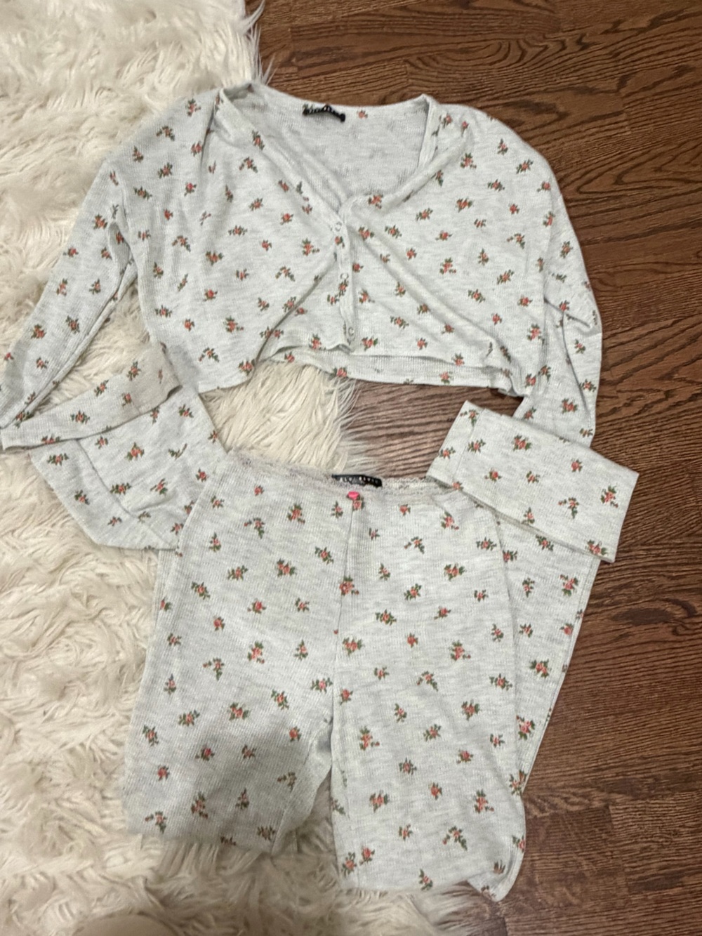 Gray Floral Print Lounge Set